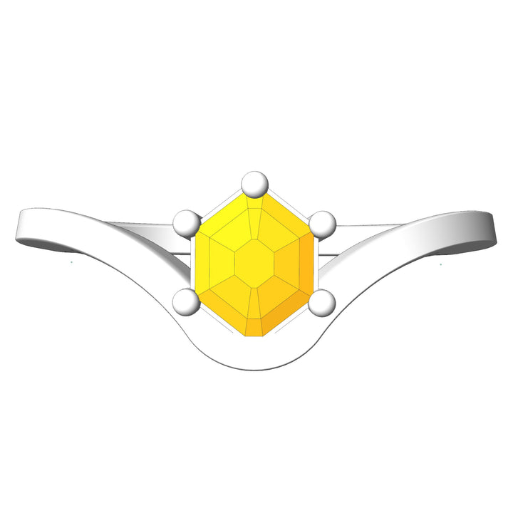 Custom Listing - 14kt White Gold Contoured Ring for 0.72 Carat Carat Yellow Sapphire Hexagon