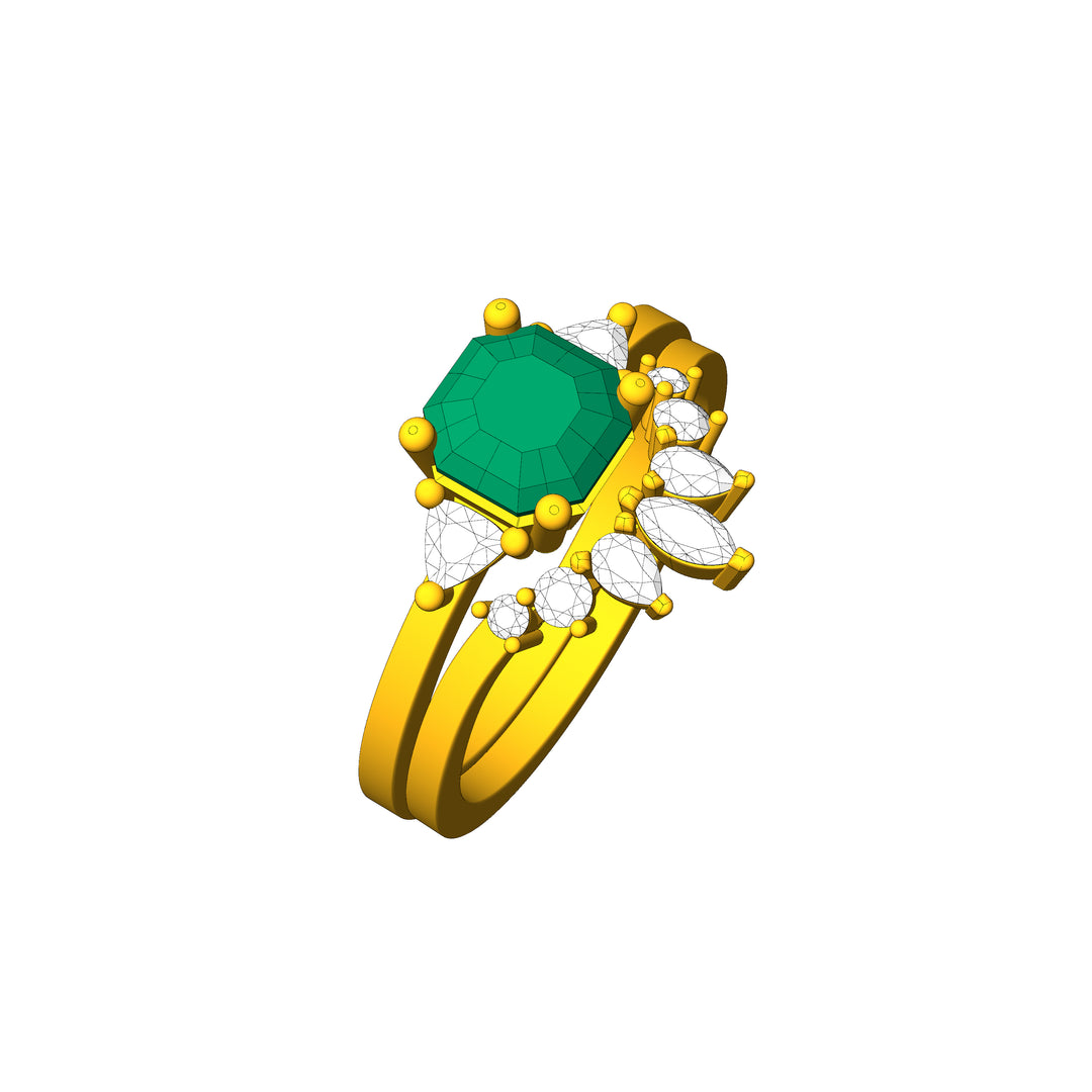 Custom Listing - Sapphire Ring Set FOR 1.3 Carat Olive Green Sapphire