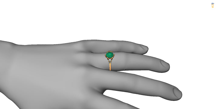 Custom Listing - 1.35 Carat Green Sapphire Hexagon Ring with Diamond Accents