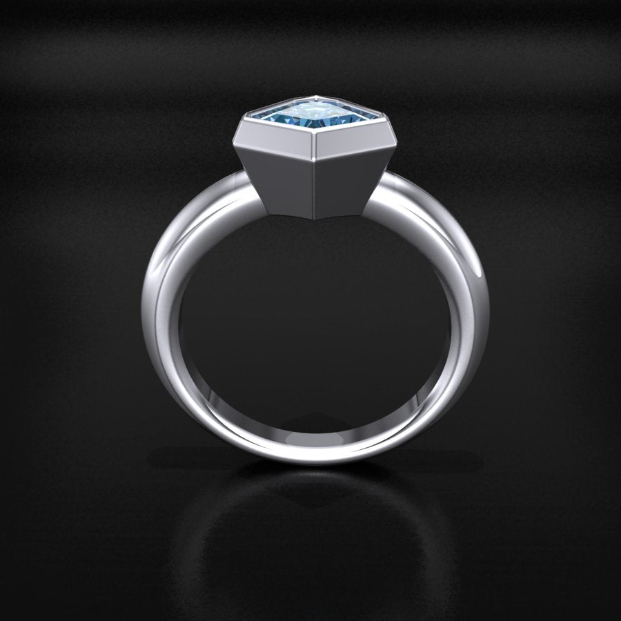 Custom Listing - 1.4 Carat Lagoon Sapphire Kite 18kt White Gold Bezel Ring Setting