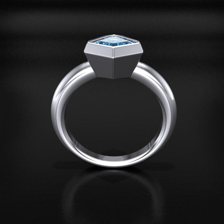 Custom Listing - 1.4 Carat Lagoon Sapphire Kite 18kt White Gold Bezel Ring Setting
