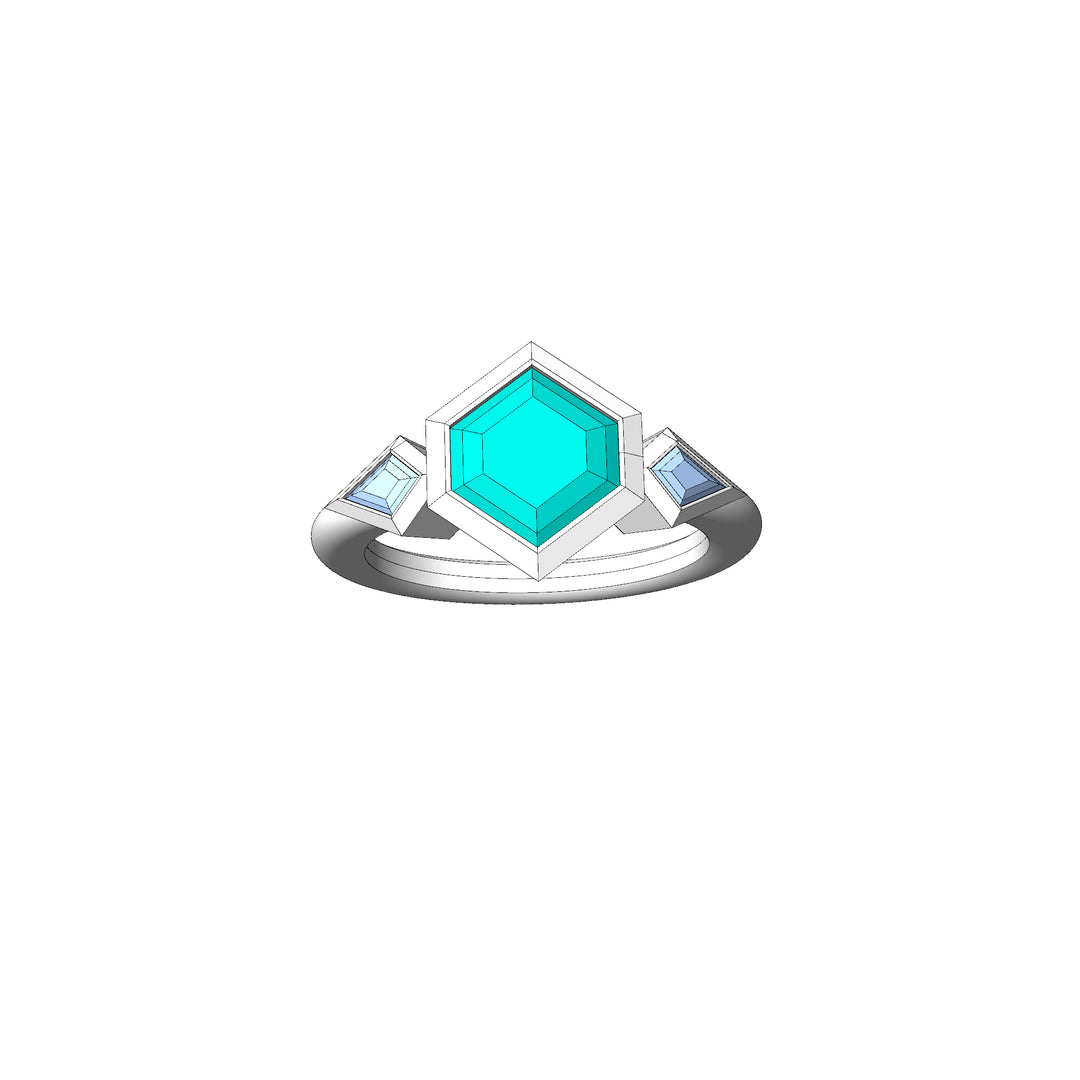 Custom Listing - 2 carat Montana Sapphire Multi Bezel Ring