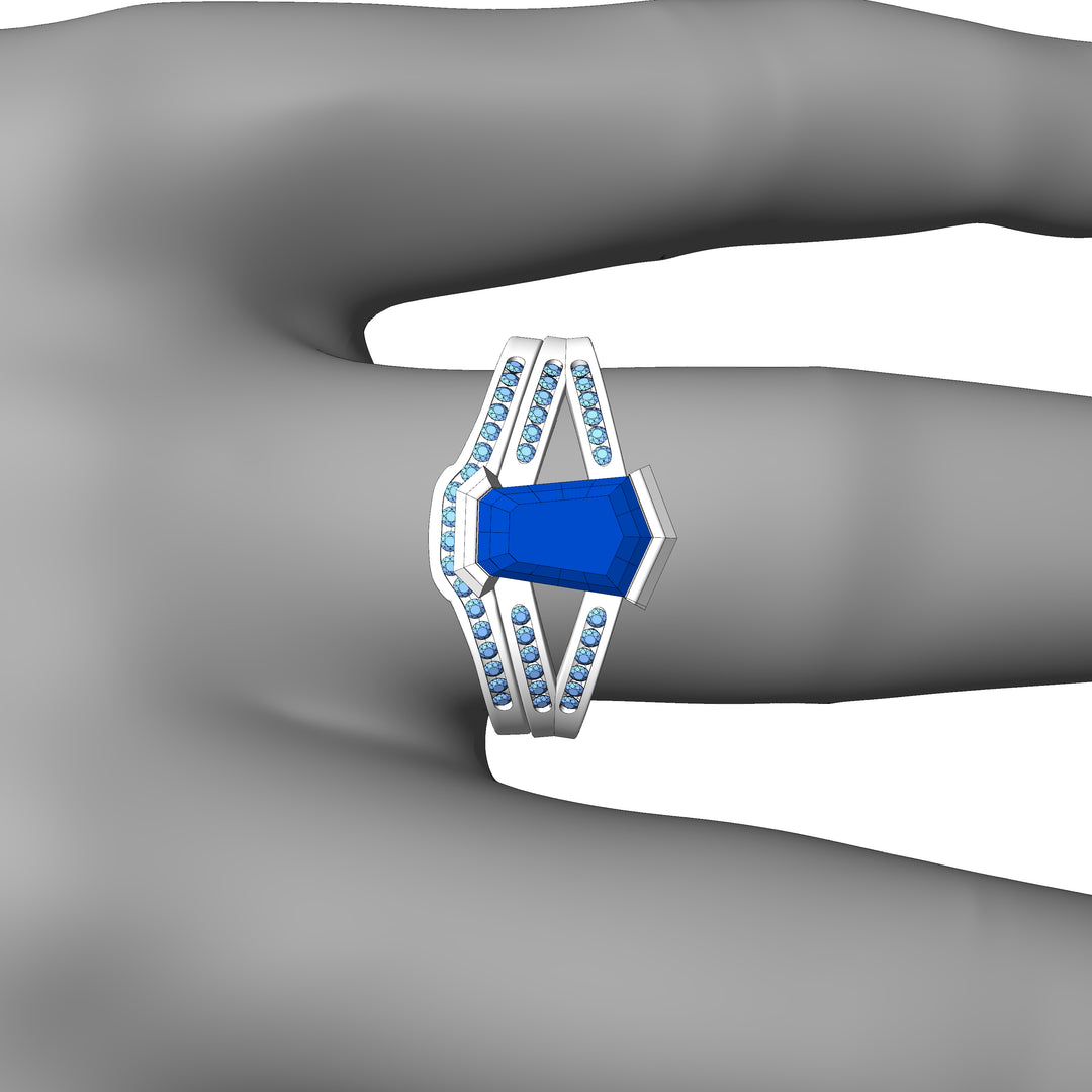 Custom Listing - CONTOUR RING FOR 1.68 Carat Sapphire Split Shank Ring