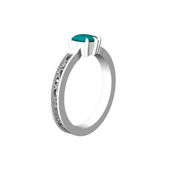 Custom Listing - 0.73 Carat Sapphire Cushion 14kt Palladium White Gold Scroll Ring
