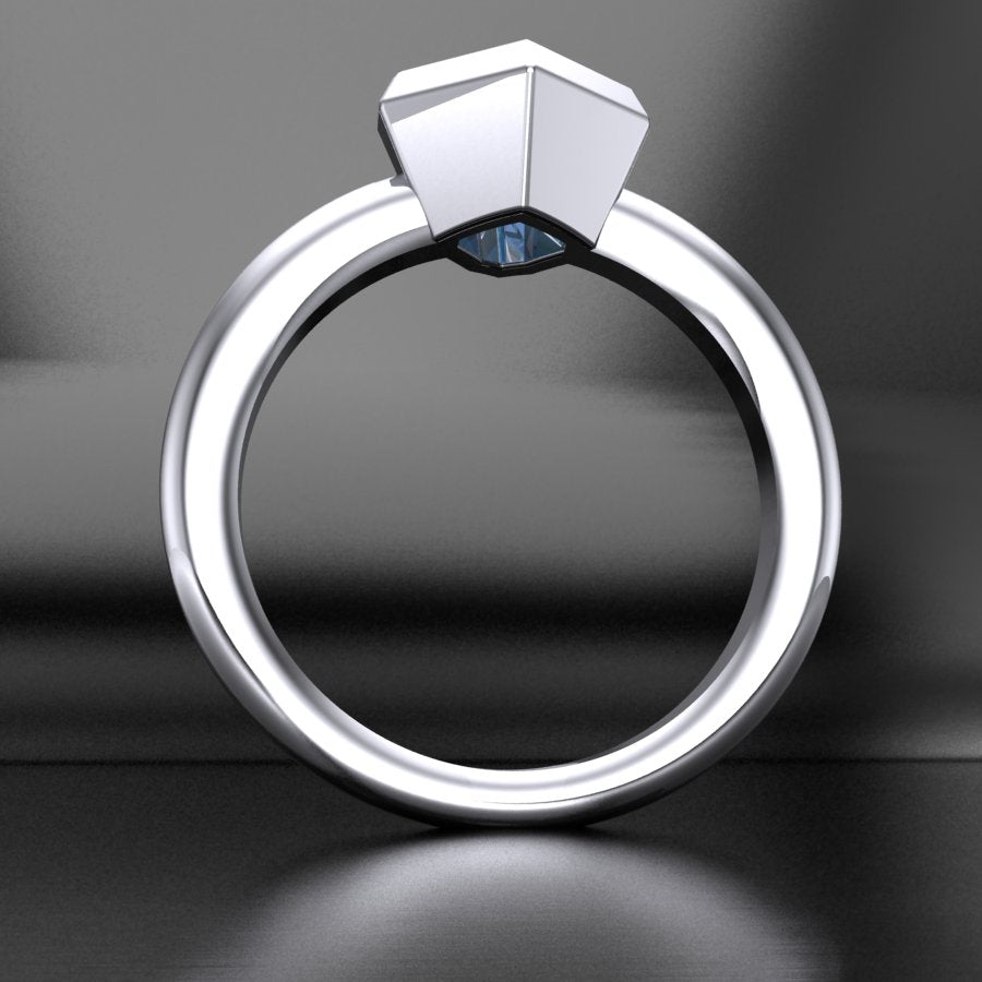 Custom Listing - 1.4 Carat Lagoon Sapphire Kite 18kt White Gold Bezel Ring Setting