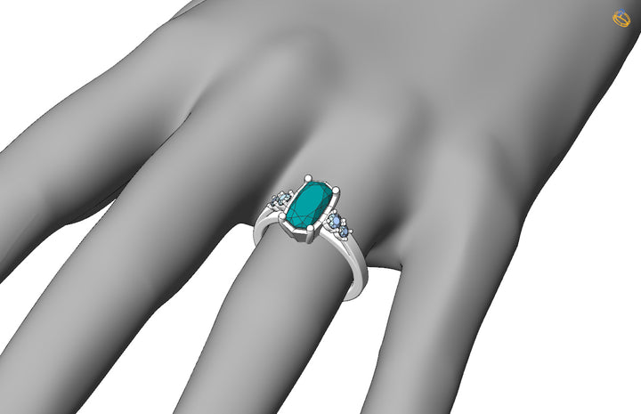 Custom Listing - 5 Gem Multi Prong Ring White Gold Render/Mockup