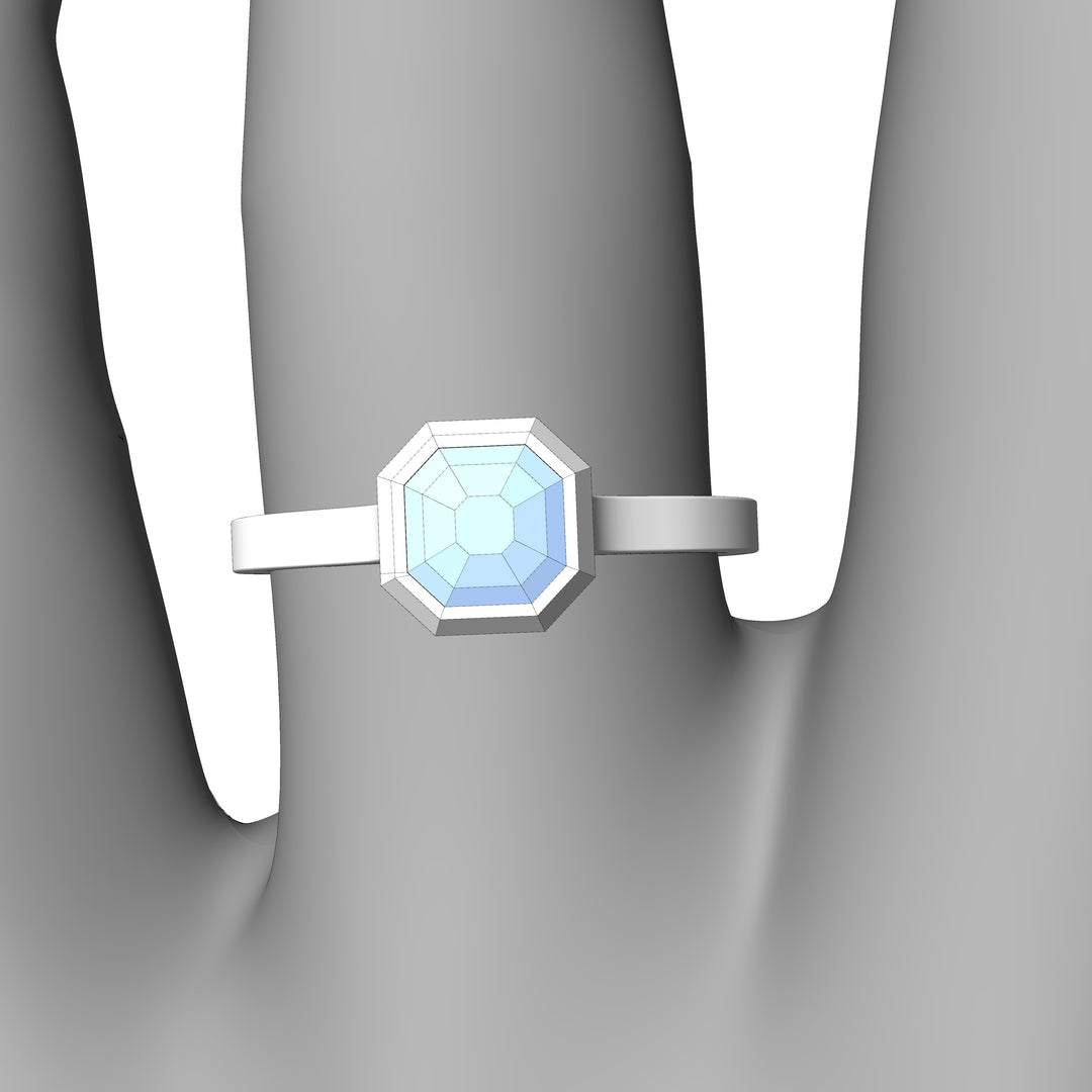 Custom Listing - Montana Sapphire Peekaboo Bezel Ring