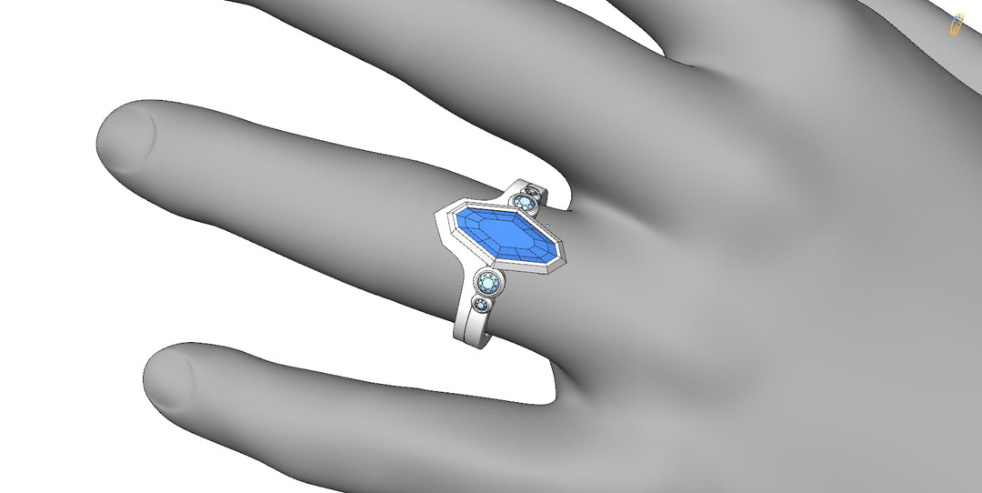 Custom Listing - 1.76 Carat Umba Sapphire Multi Bezel Ring with Contour Band