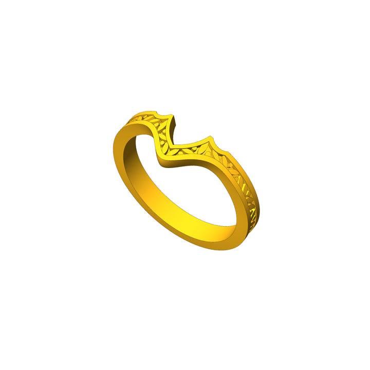 Custom Listing - Yellow Gold Leaf Engraved Accent Ring