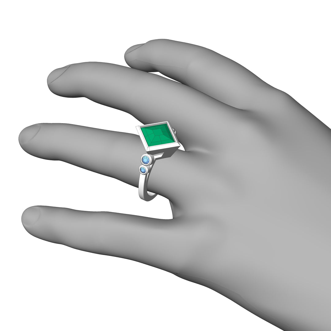 Custom Listing - 18kt White Gold Multi Bezel Ring for 4.9 Carat Mint tourmaline Quadrilateral