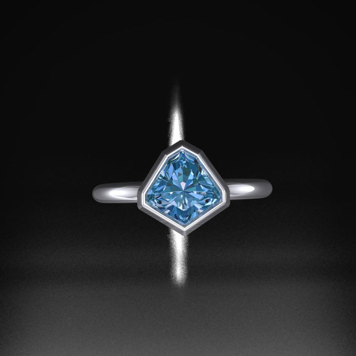 Custom Listing - 1.4 Carat Lagoon Sapphire Kite 18kt White Gold Bezel Ring Setting