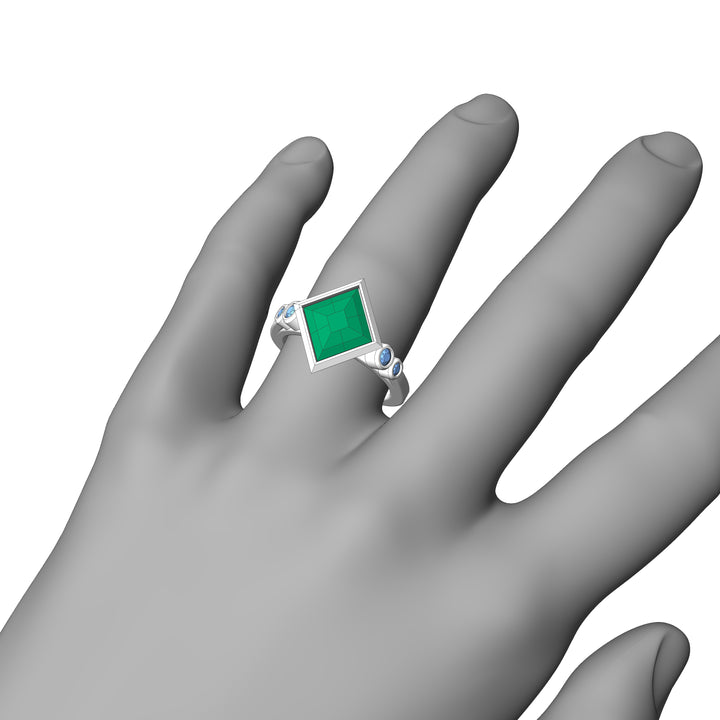 Custom Listing - 18kt White Gold Multi Bezel Ring for 4.9 Carat Mint tourmaline Quadrilateral