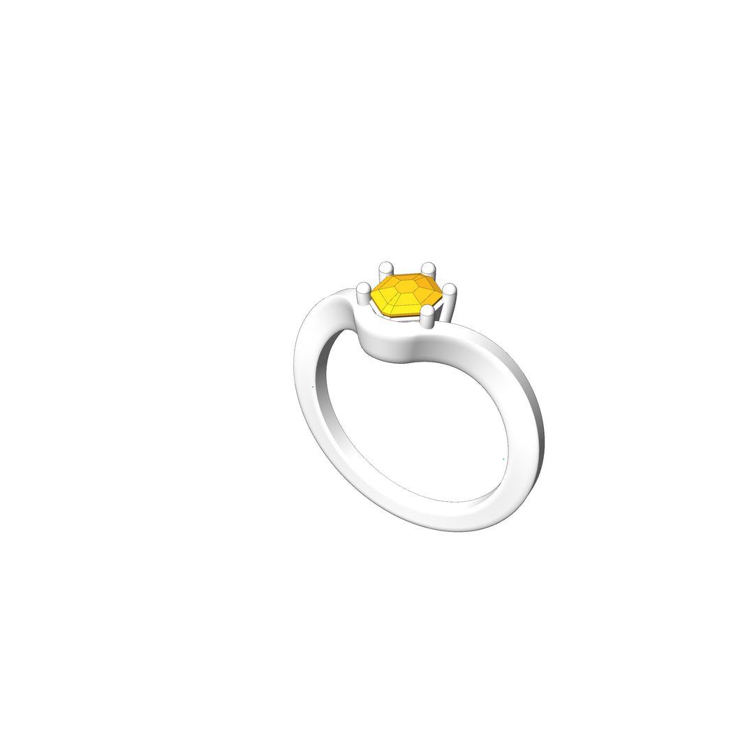 Custom Listing - 14kt White Gold Contoured Ring for 0.72 Carat Carat Yellow Sapphire Hexagon