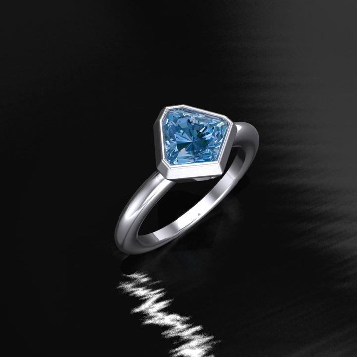 Custom Listing - 1.4 Carat Lagoon Sapphire Kite 18kt White Gold Bezel Ring Setting