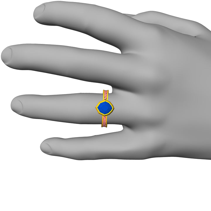 Custom Listing - Blue Sapphire Shield Leaf Bezel Ring