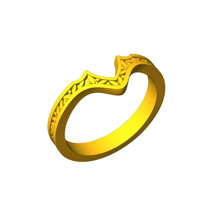 Custom Listing - Yellow Gold Leaf Engraved Accent Ring