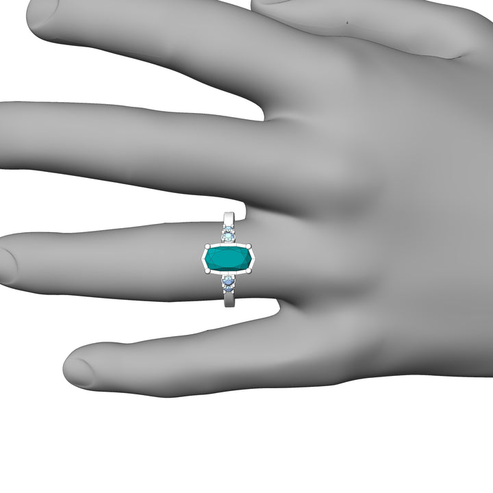 Custom Listing - 5 Gem Multi Prong Ring White Gold Render/Mockup