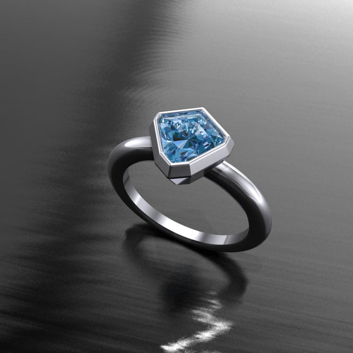 Custom Listing - 1.4 Carat Lagoon Sapphire Kite 18kt White Gold Bezel Ring Setting