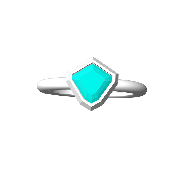 Custom Listing - 1.4 Carat Lagoon Sapphire Kite 18kt White Gold Bezel Ring Setting