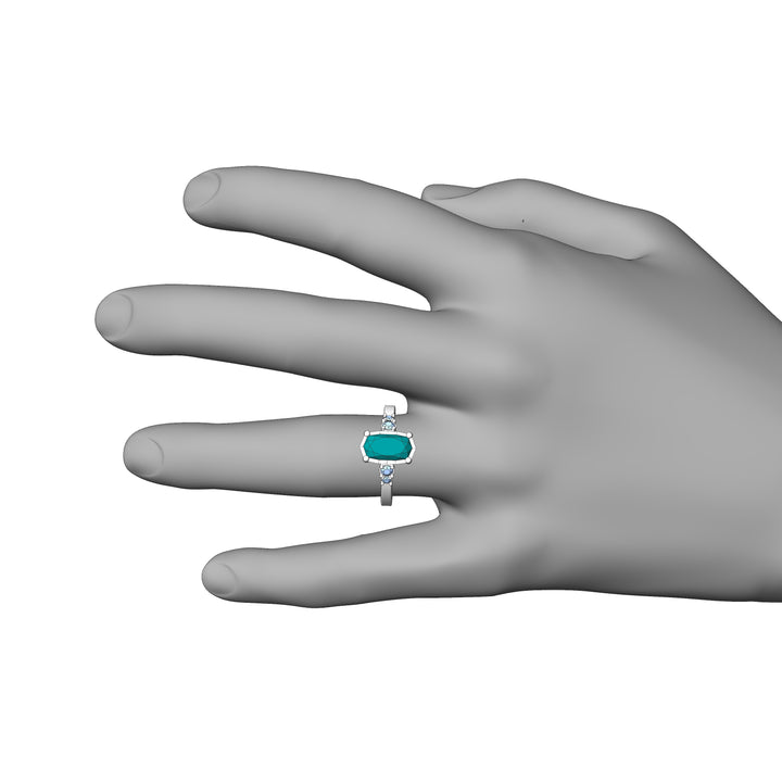 Custom Listing - 5 Gem Multi Prong Ring White Gold Render/Mockup