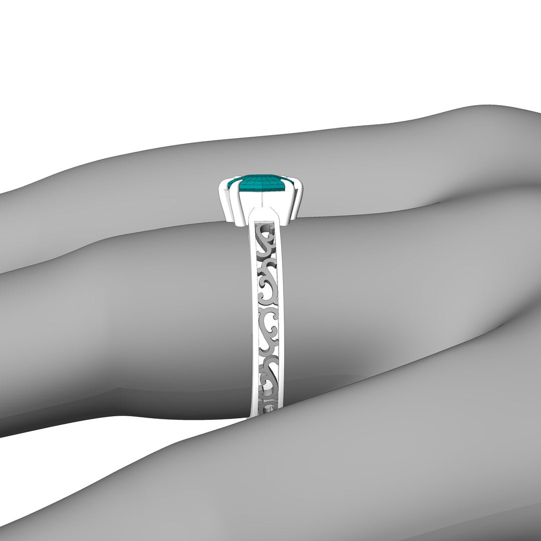 Custom Listing - 0.73 Carat Sapphire Cushion 14kt Palladium White Gold Scroll Ring