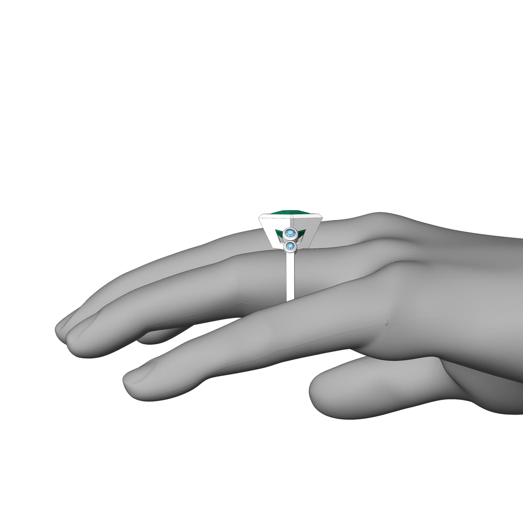 Custom Listing - 18kt White Gold Multi Bezel Ring for 4.9 Carat Mint tourmaline Quadrilateral