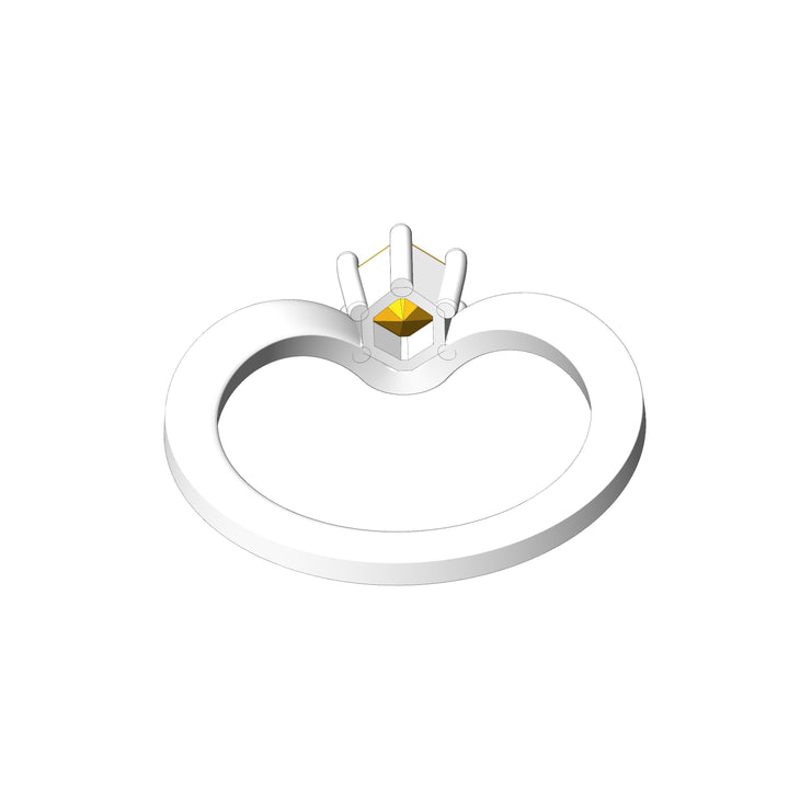 Custom Listing - 14kt White Gold Contoured Ring for 0.72 Carat Carat Yellow Sapphire Hexagon