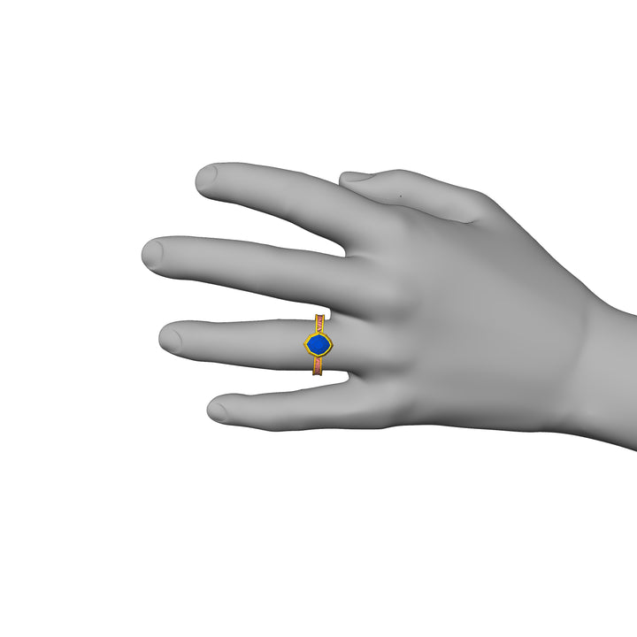 Custom Listing - Blue Sapphire Shield Leaf Bezel Ring