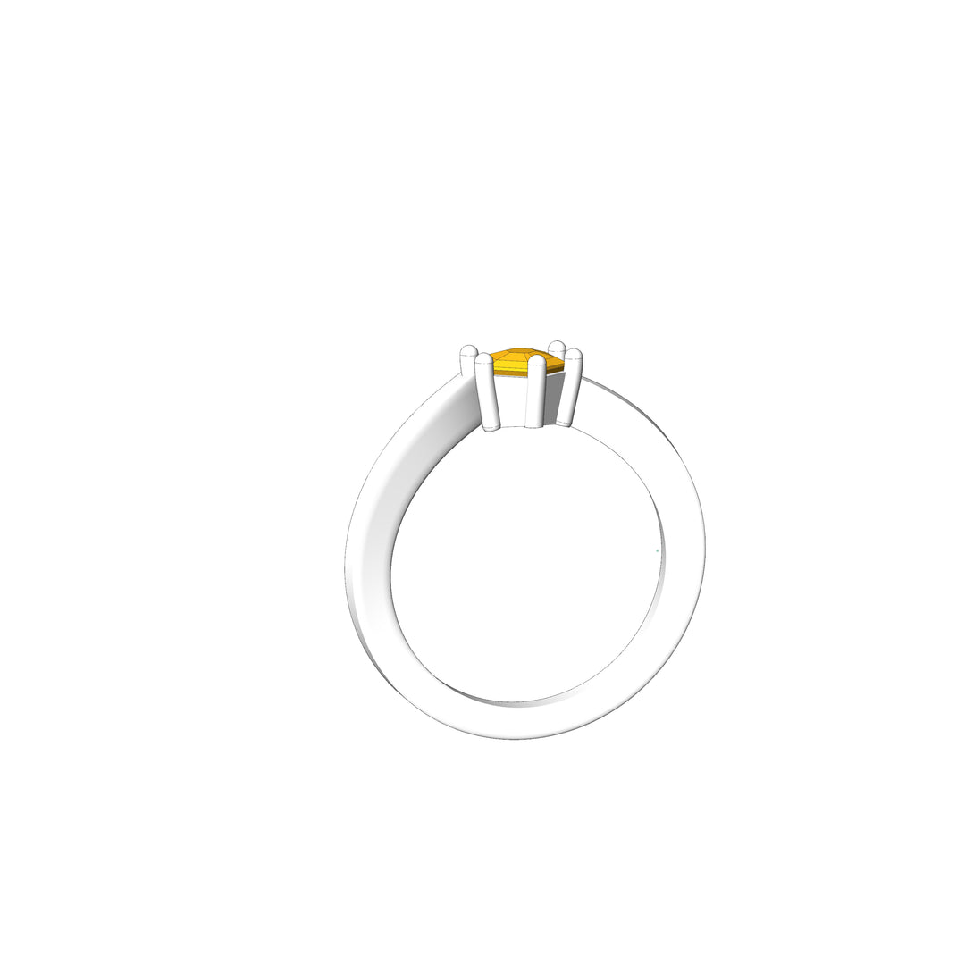 Custom Listing - 14kt White Gold Contoured Ring for 0.72 Carat Carat Yellow Sapphire Hexagon