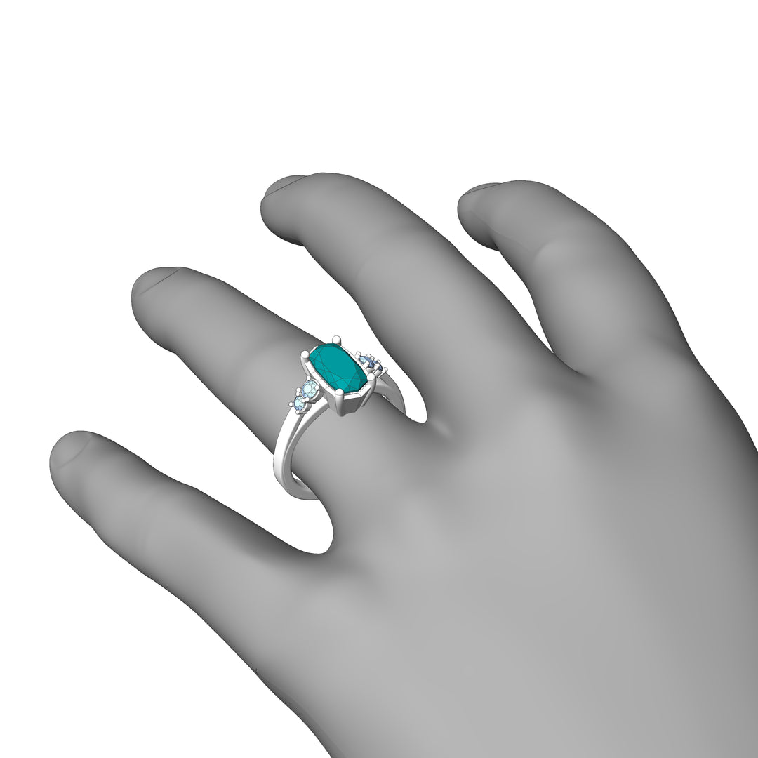 Custom Listing - 5 Gem Multi Prong Ring White Gold Render/Mockup