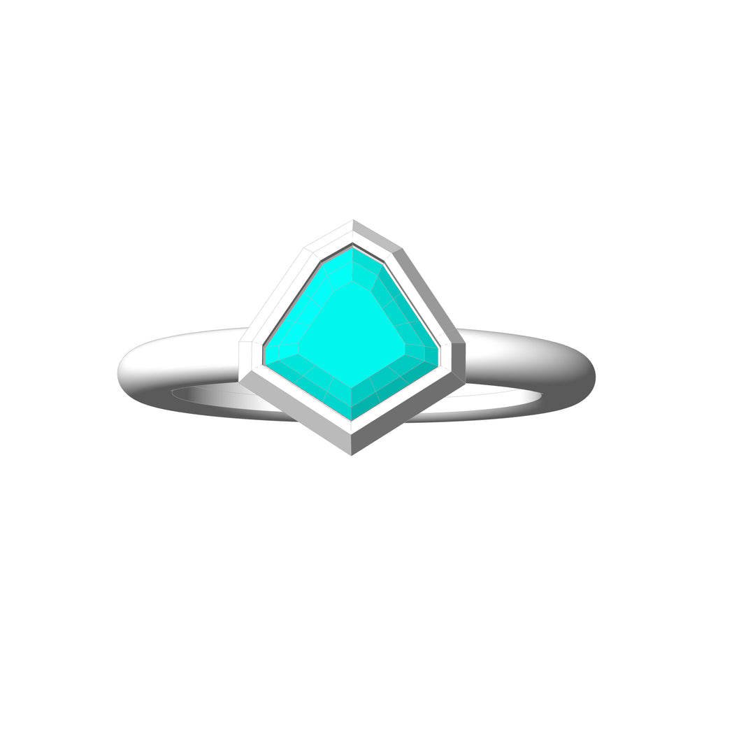 Custom Listing - 1.4 Carat Lagoon Sapphire Kite 18kt White Gold Bezel Ring Setting