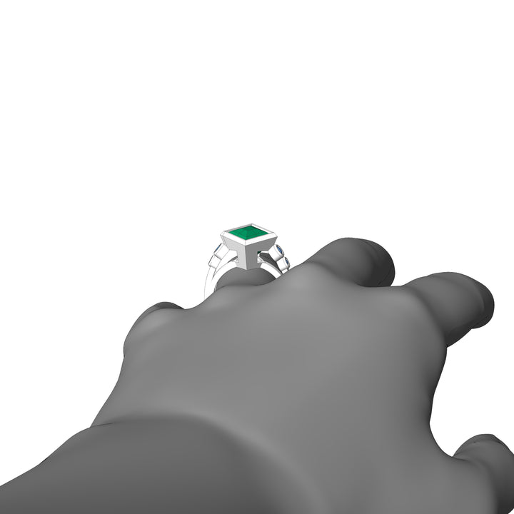 Custom Listing - 18kt White Gold Multi Bezel Ring for 4.9 Carat Mint tourmaline Quadrilateral