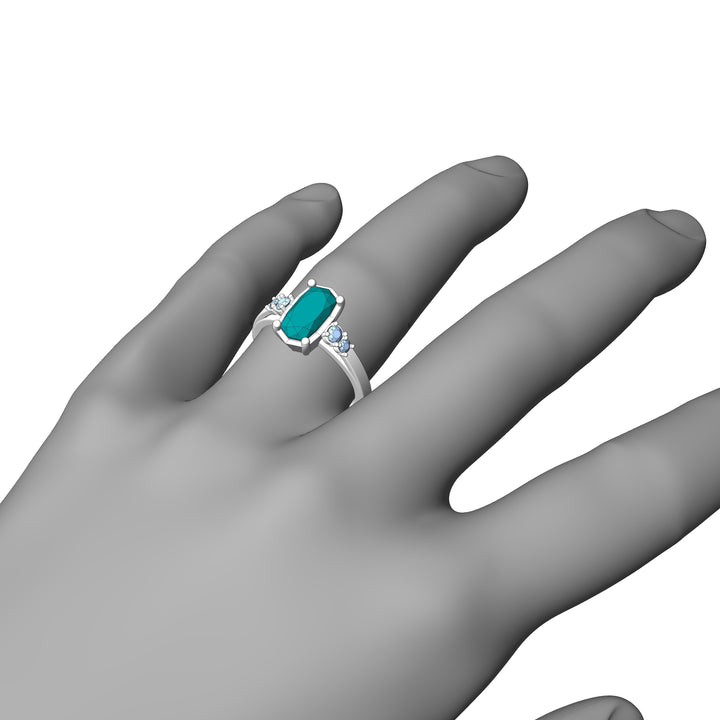 Custom Listing - 5 Gem Multi Prong Ring White Gold Render/Mockup