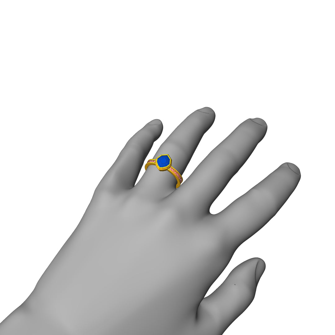 Custom Listing - Blue Sapphire Shield Leaf Bezel Ring