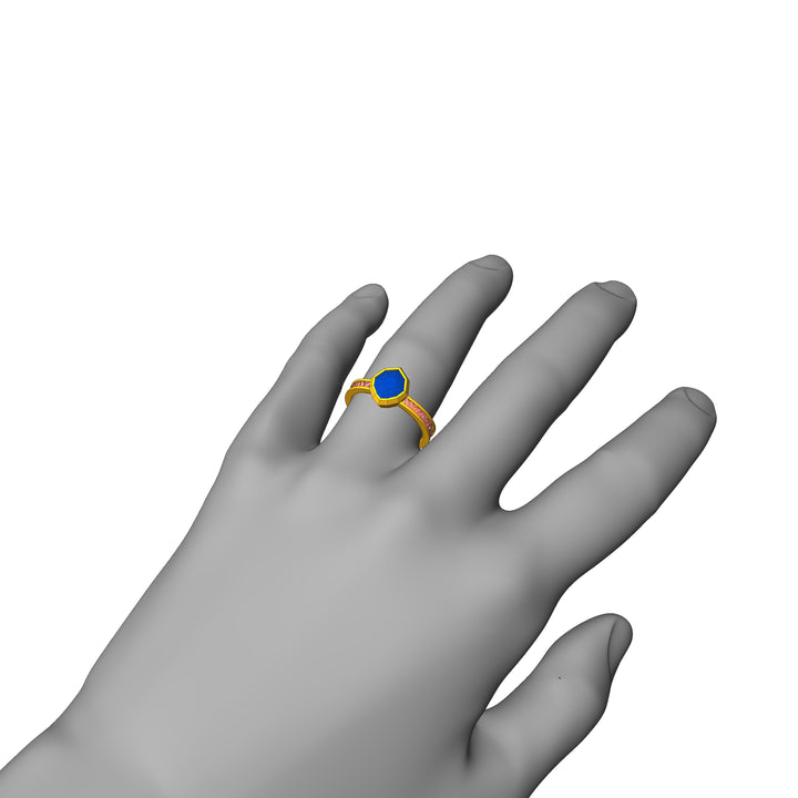 Custom Listing - Blue Sapphire Shield Leaf Bezel Ring