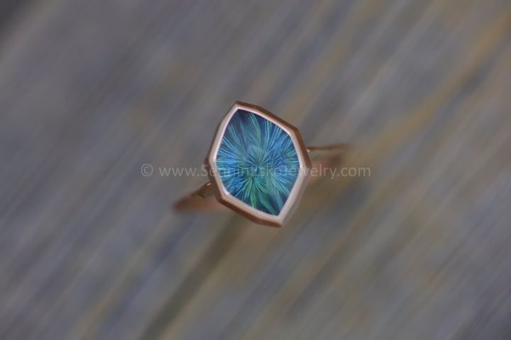 READY TO SHIP 4.6 Carat Meditative Sapphire Rose Gold Bezel Ring - Size 6.5