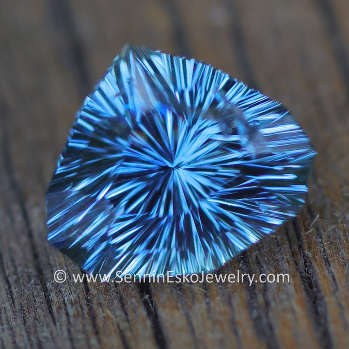 1.6 carat Open Blue Sapphire Triangle - 7.9x6.7mm - Galaxy Cut