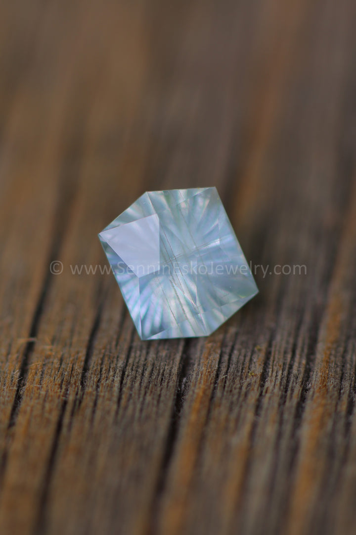 1.6 Carat Opalescent  Silver Sapphire Hexagon - 7.3x6.4mm - Galaxy Cut