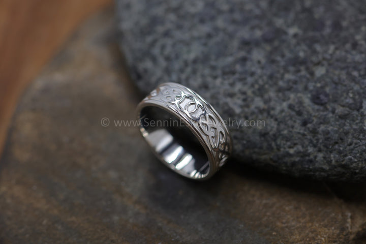 READY TO SHIP Wide Celtic Knot Ring, Var 2, Size 10