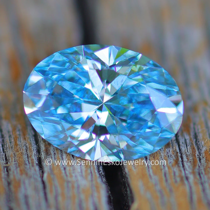 0.81 Carat Vivid Blue Diamond Oval- 7.3x5.3mm - Lab Grown