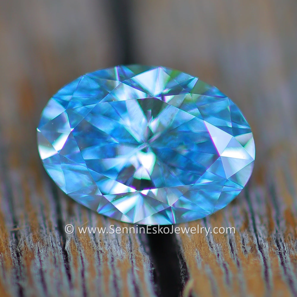0.81 Carat Vivid Blue Diamond Oval- 7.3x5.3mm - Lab Grown