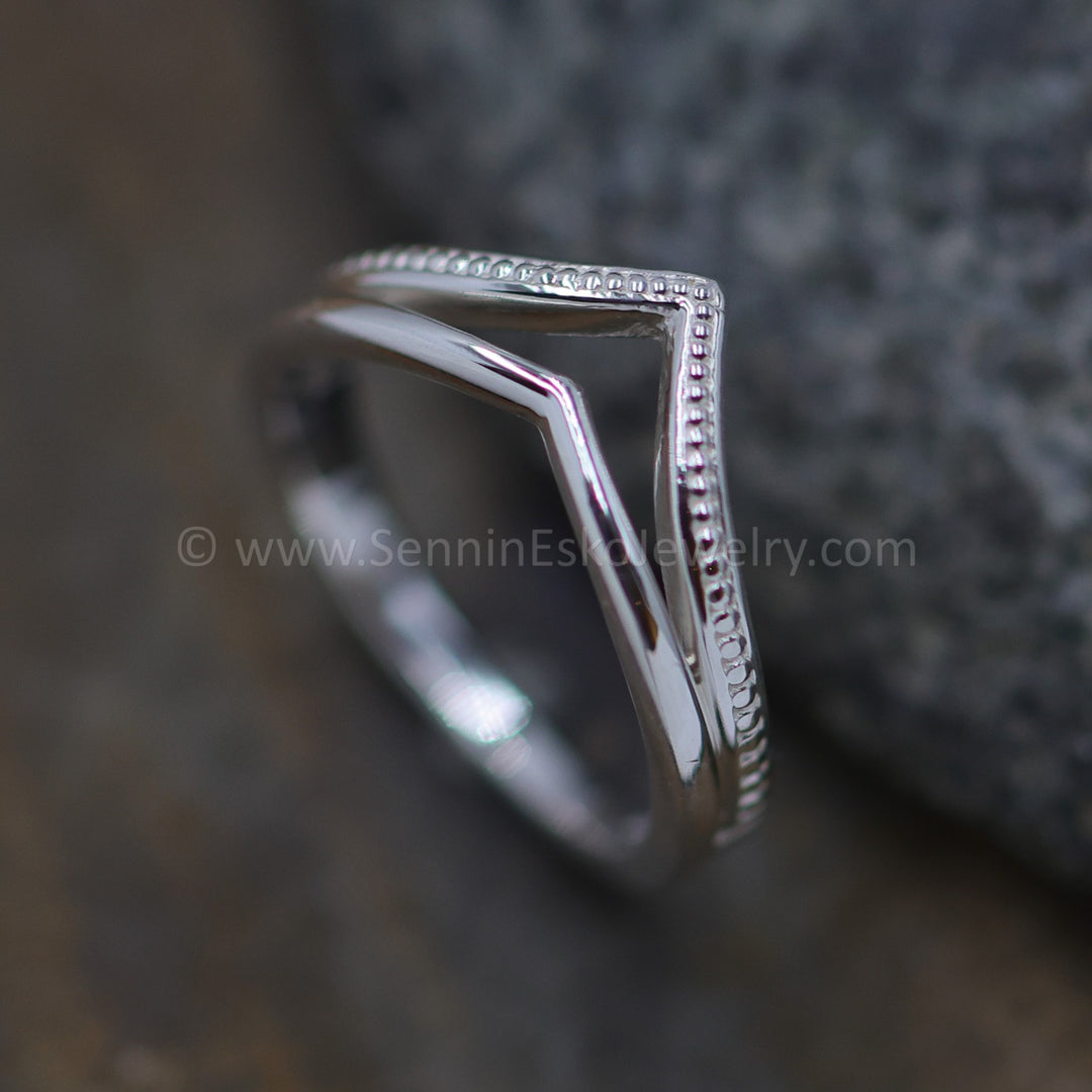 Beaded Double Chevron Ring