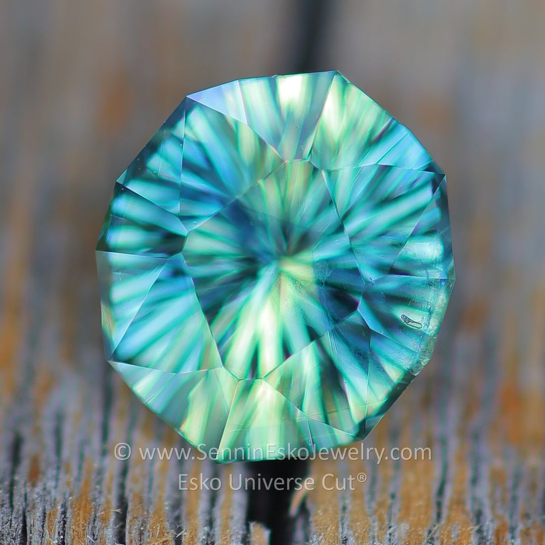 2.2 Carat Yellow/Green Striped Parti Sapphire Moval - 7.9x6.8mm - Esko Universe Cut ®