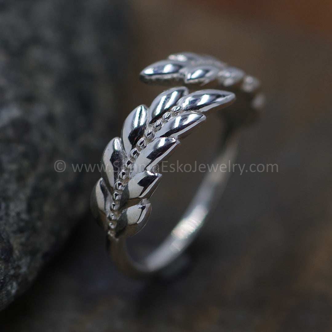 Silver Leaf Ring, Adjustable Size