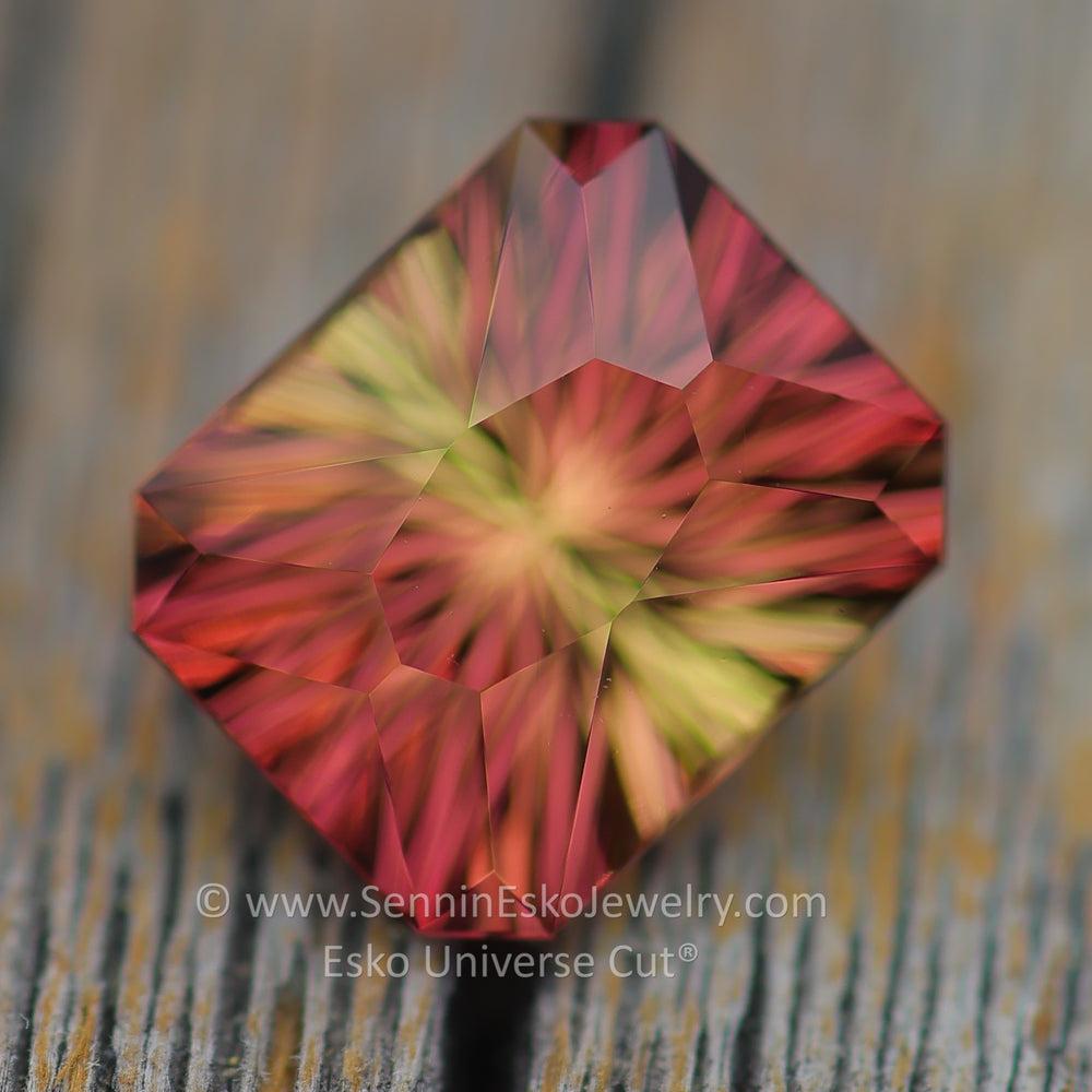 3.7 carat Sunset Tourmaline Rectangular Octagon - 9.6x8mm - Esko Universe Cut ®