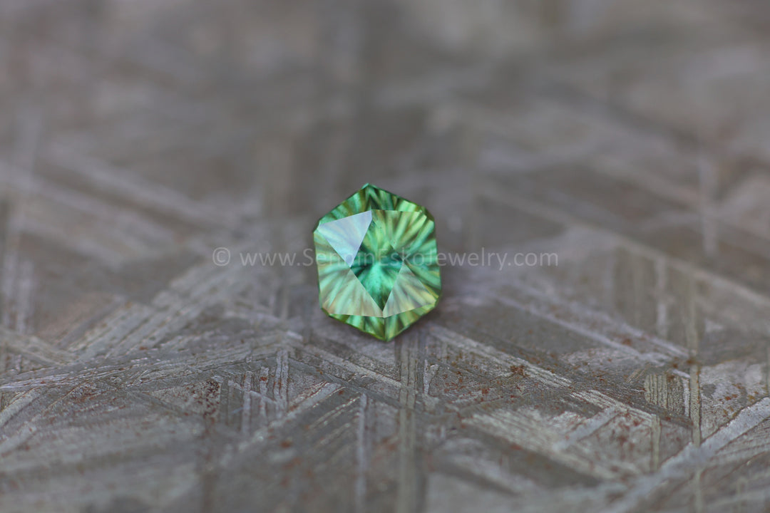 1.35 Carat Forest Green Sapphire Hexagon - 7.2x5.6mm, Fantasy Cut