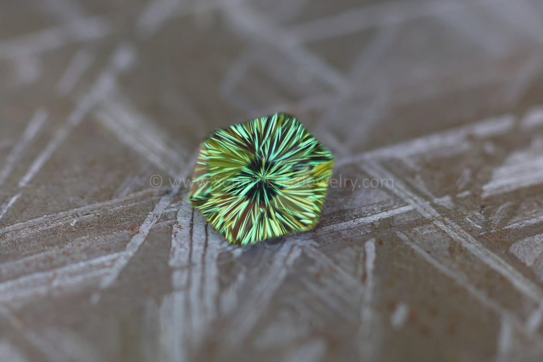 1.35 Carat Forest Green Sapphire Hexagon - 7.2x5.6mm, Fantasy Cut