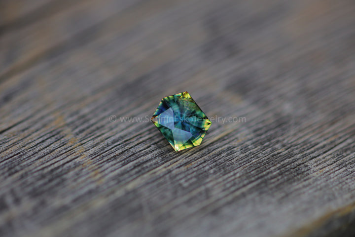 1.1 Carat Blue/Yellow Sapphire Hexagon -  6.9x5.3mm - Galaxy Cut