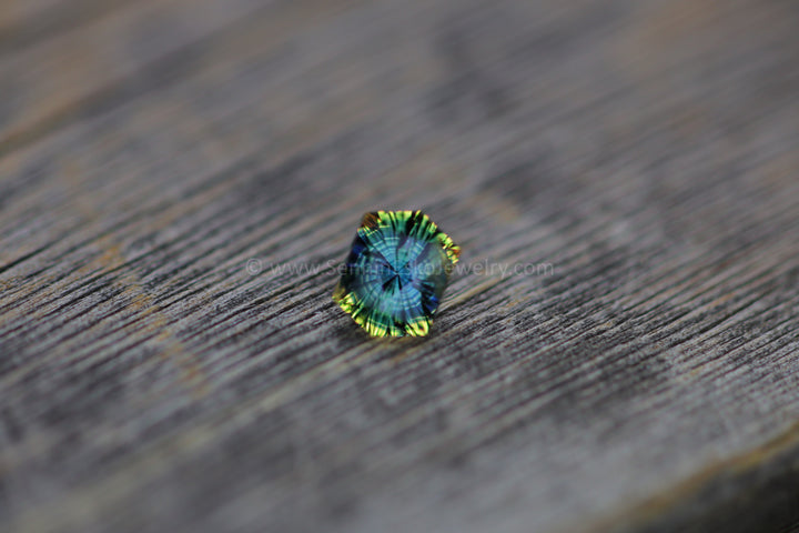 1.1 Carat Blue/Yellow Sapphire Hexagon -  6.9x5.3mm - Galaxy Cut