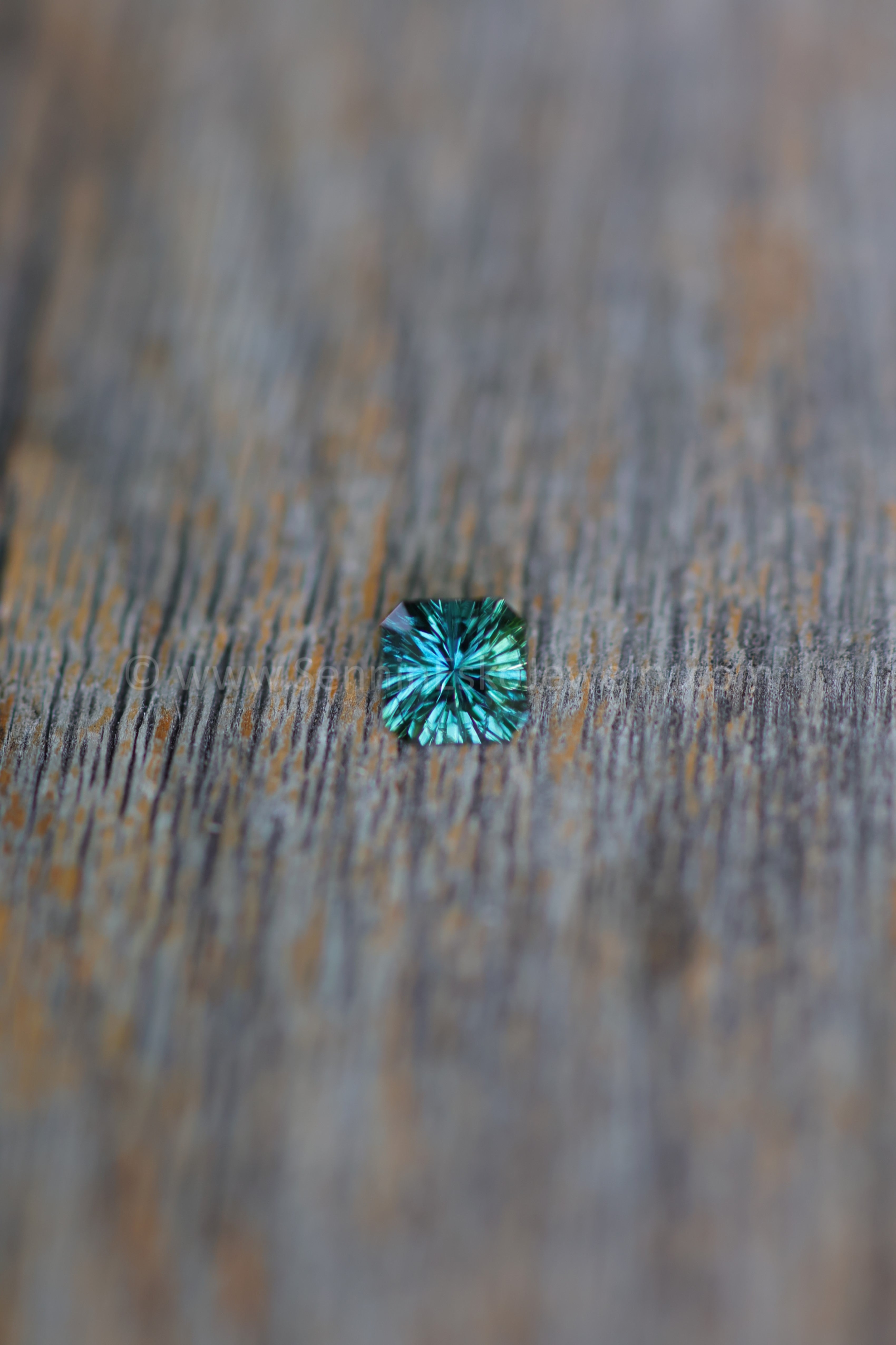 0.8 Carat Blue/Green Sapphire Square Octagon - 5x6mm - Galaxy Cut